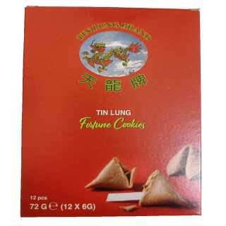 Tin Lung - Glückskekse Fortune Cookies in fester Verpackung 12x 6 g