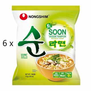 Nongshim - Soon Veggie Ramyun Gemüse-Geschmack 6x112g MHD 06.04.23