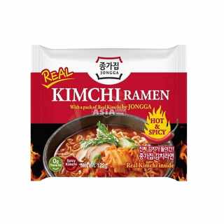 Jongga - Instantnudeln Kimchi-Ramen mit echtem sehr scharfem Kimchi 122 g